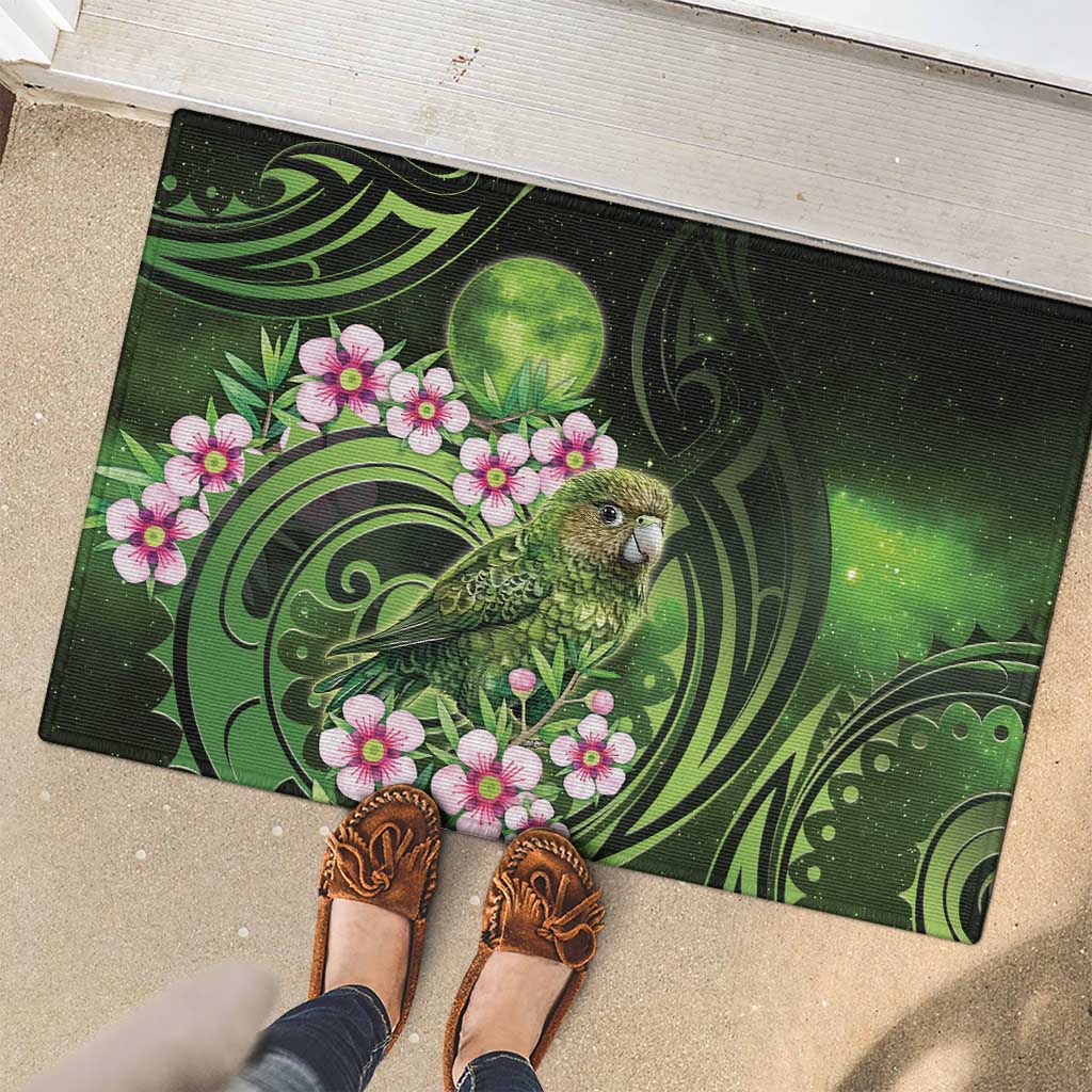 New Zealand Aotearoa Kakapo Rubber Doormat Maori Pattern With Manuka Galaxy Style - Aussie Hoodie