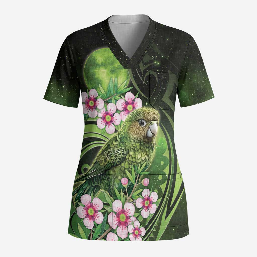 New Zealand Aotearoa Kakapo Scrub Top Maori Pattern With Manuka Galaxy Style - Aussie Hoodie