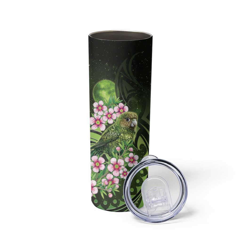 New Zealand Aotearoa Kakapo Skinny Tumbler Maori Pattern With Manuka Galaxy Style - Aussie Hoodie