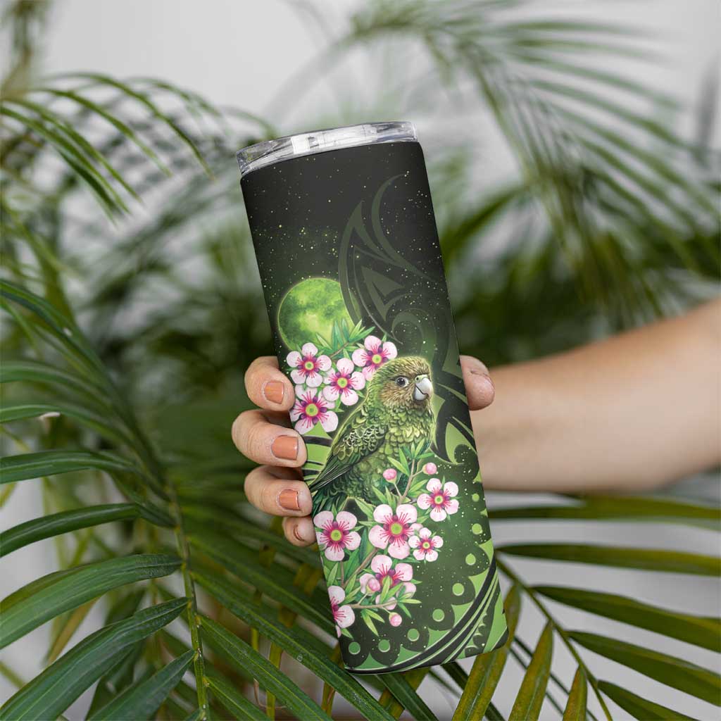 New Zealand Aotearoa Kakapo Skinny Tumbler Maori Pattern With Manuka Galaxy Style - Aussie Hoodie