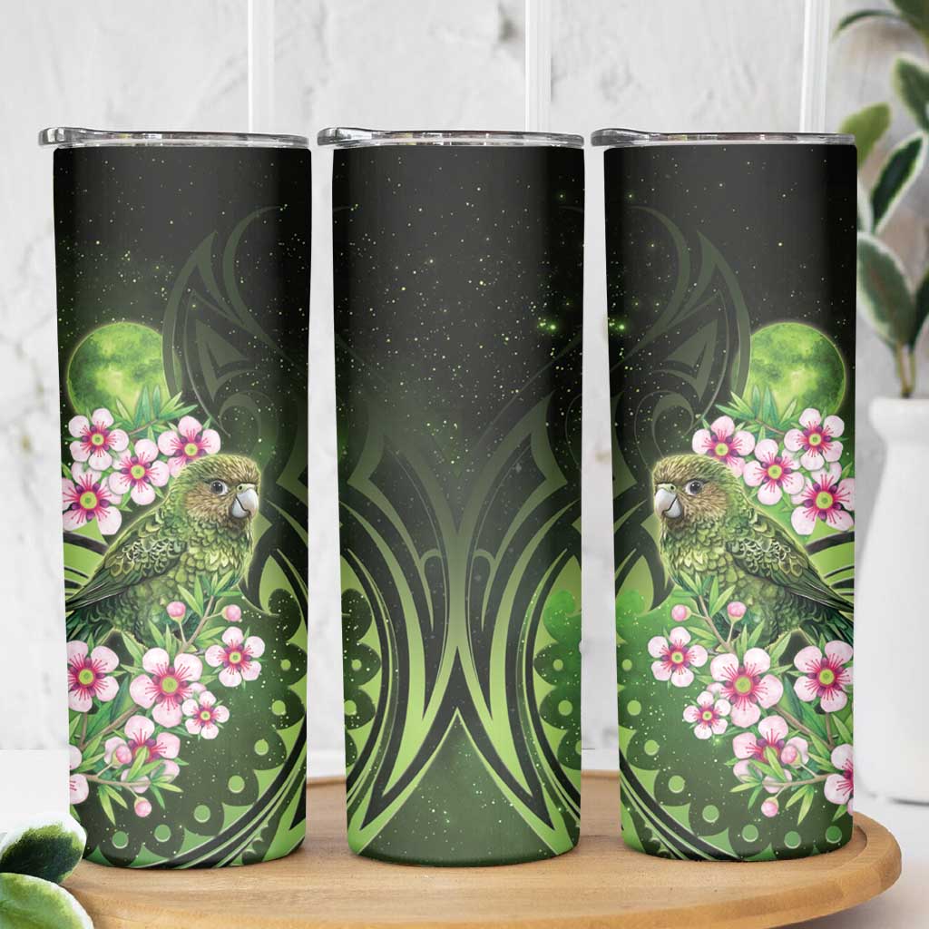 New Zealand Aotearoa Kakapo Skinny Tumbler Maori Pattern With Manuka Galaxy Style - Aussie Hoodie