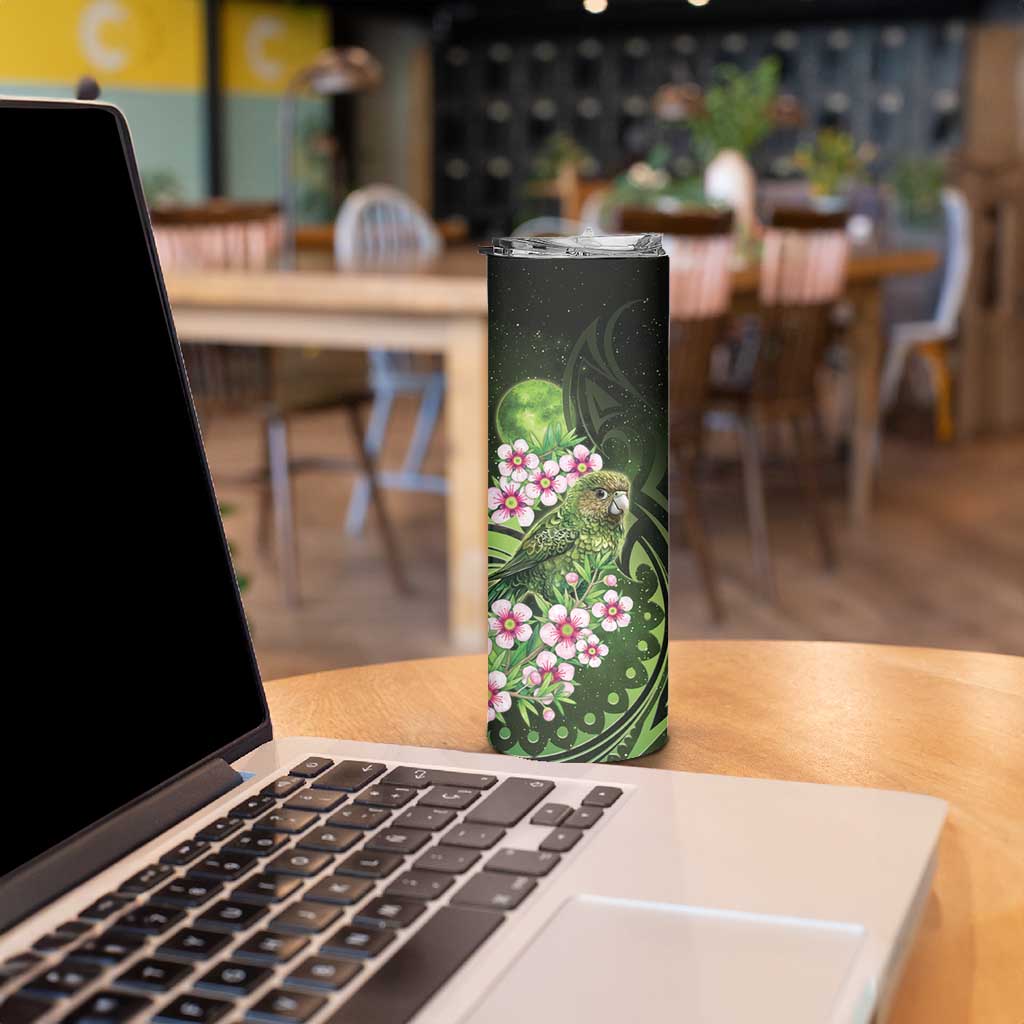 New Zealand Aotearoa Kakapo Skinny Tumbler Maori Pattern With Manuka Galaxy Style - Aussie Hoodie
