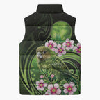New Zealand Aotearoa Kakapo Sleeveless Puffer Jacket Maori Pattern With Manuka Galaxy Style - Aussie Hoodie