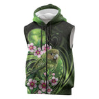 New Zealand Aotearoa Kakapo Sleeveless Zip Hoodie Maori Pattern With Manuka Galaxy Style LT05