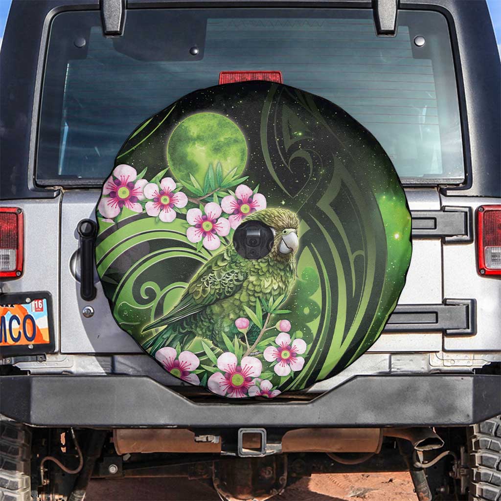 New Zealand Aotearoa Kakapo Spare Tire Cover Maori Pattern With Manuka Galaxy Style - Aussie Hoodie