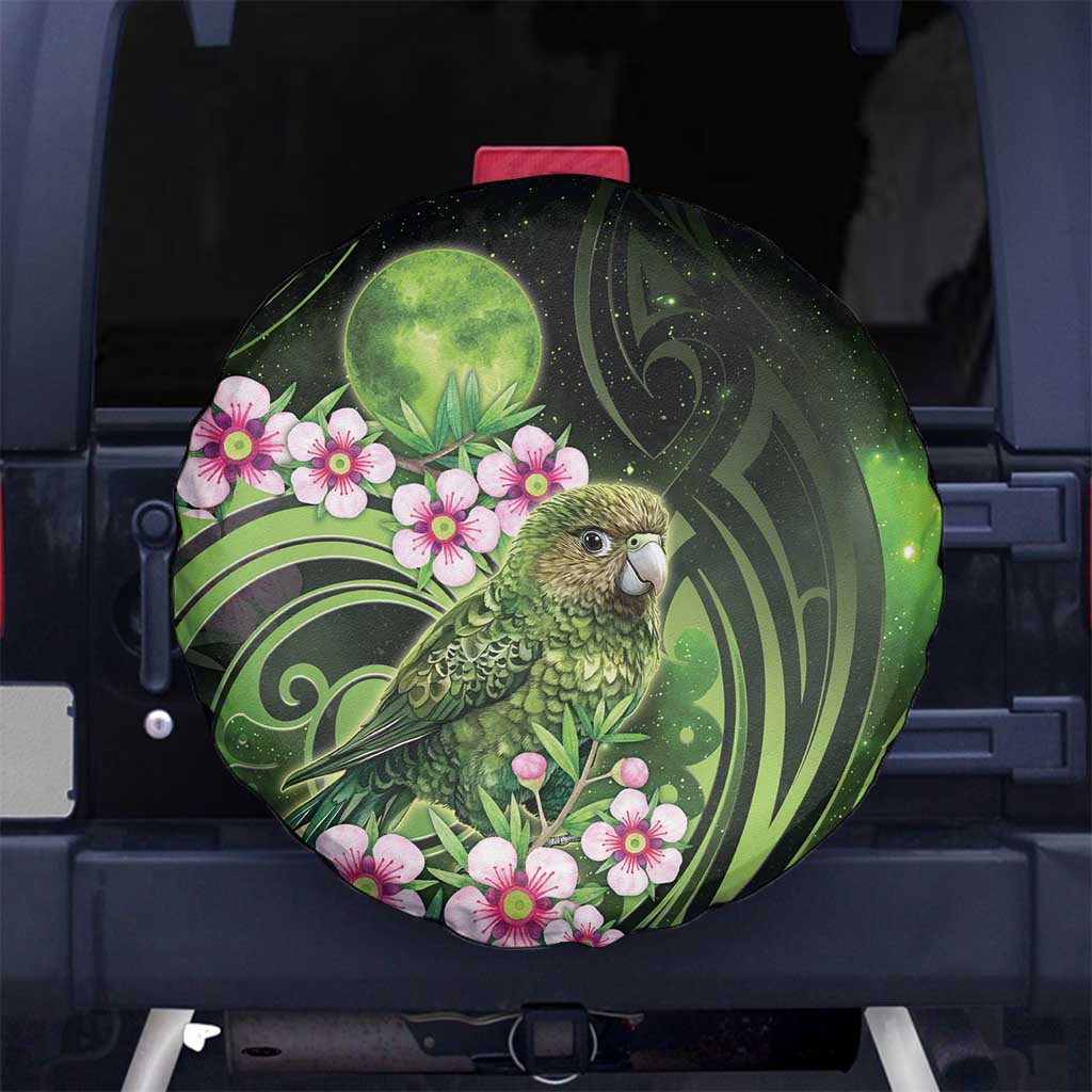 New Zealand Aotearoa Kakapo Spare Tire Cover Maori Pattern With Manuka Galaxy Style - Aussie Hoodie
