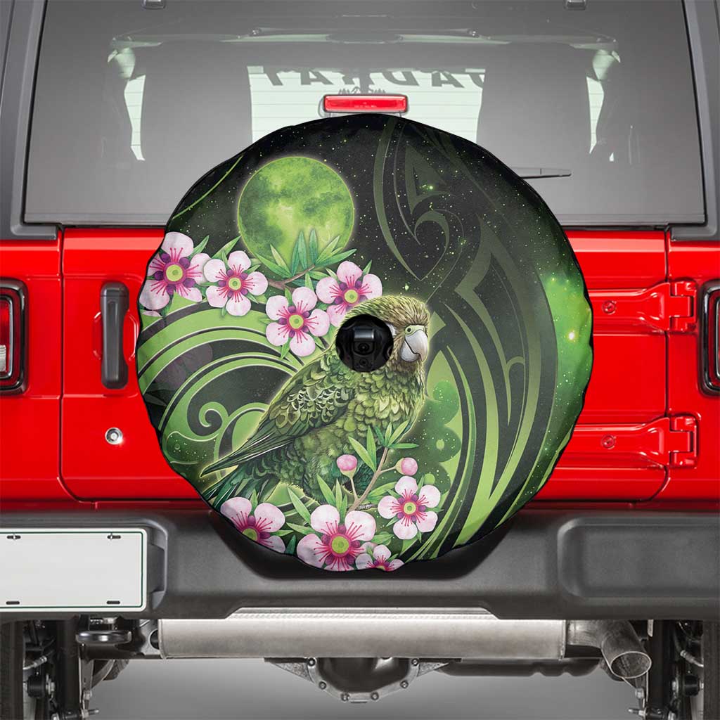 New Zealand Aotearoa Kakapo Spare Tire Cover Maori Pattern With Manuka Galaxy Style - Aussie Hoodie