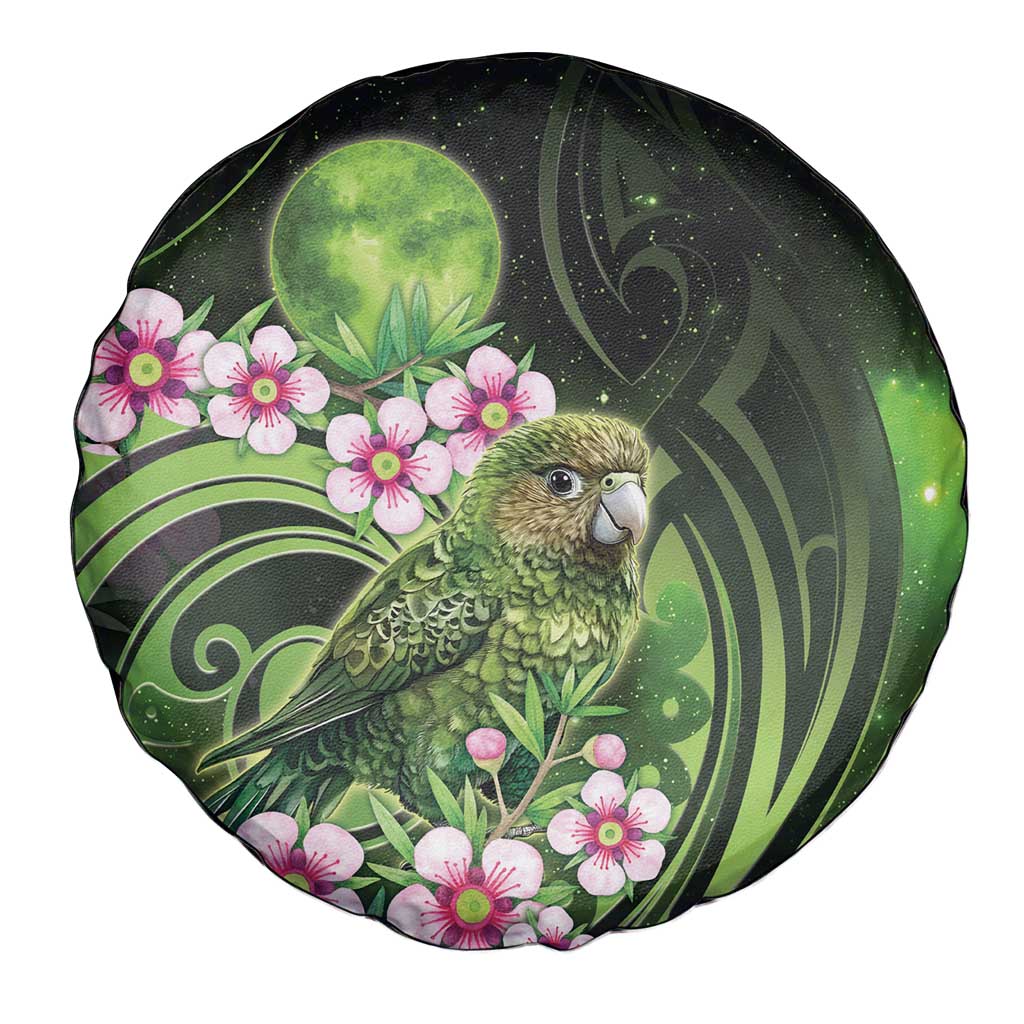 New Zealand Aotearoa Kakapo Spare Tire Cover Maori Pattern With Manuka Galaxy Style - Aussie Hoodie
