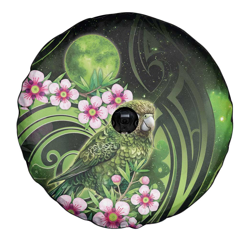 New Zealand Aotearoa Kakapo Spare Tire Cover Maori Pattern With Manuka Galaxy Style - Aussie Hoodie