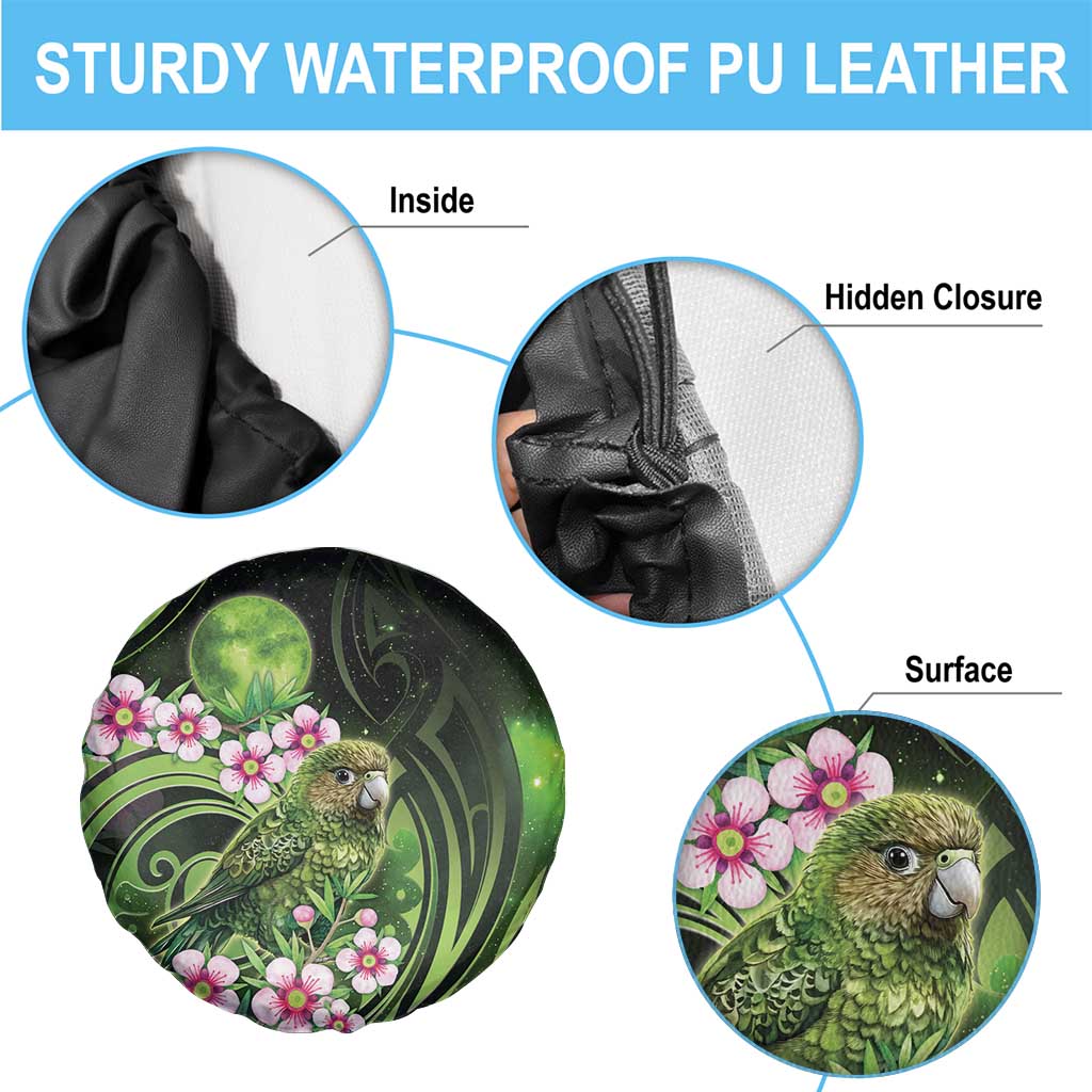 New Zealand Aotearoa Kakapo Spare Tire Cover Maori Pattern With Manuka Galaxy Style - Aussie Hoodie