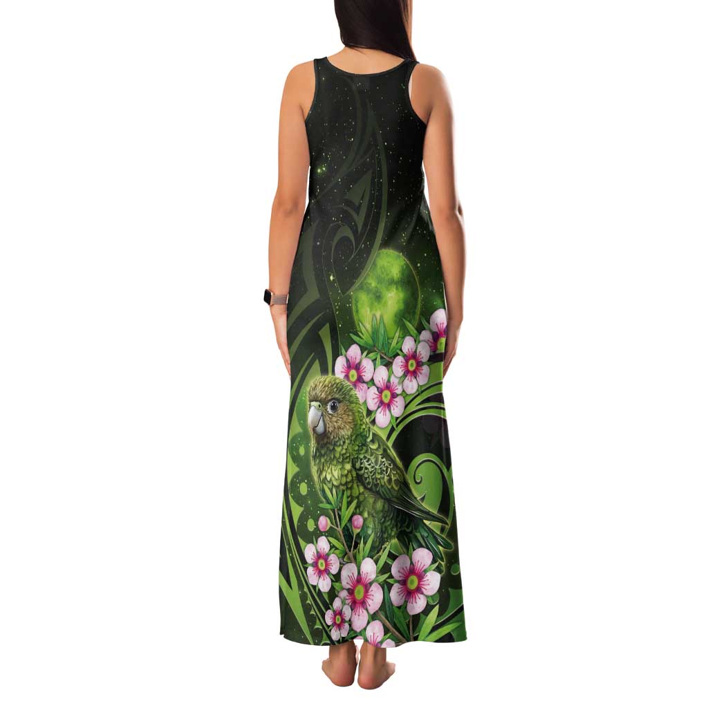 New Zealand Aotearoa Kakapo Tank Maxi Dress Maori Pattern With Manuka Galaxy Style - Aussie Hoodie