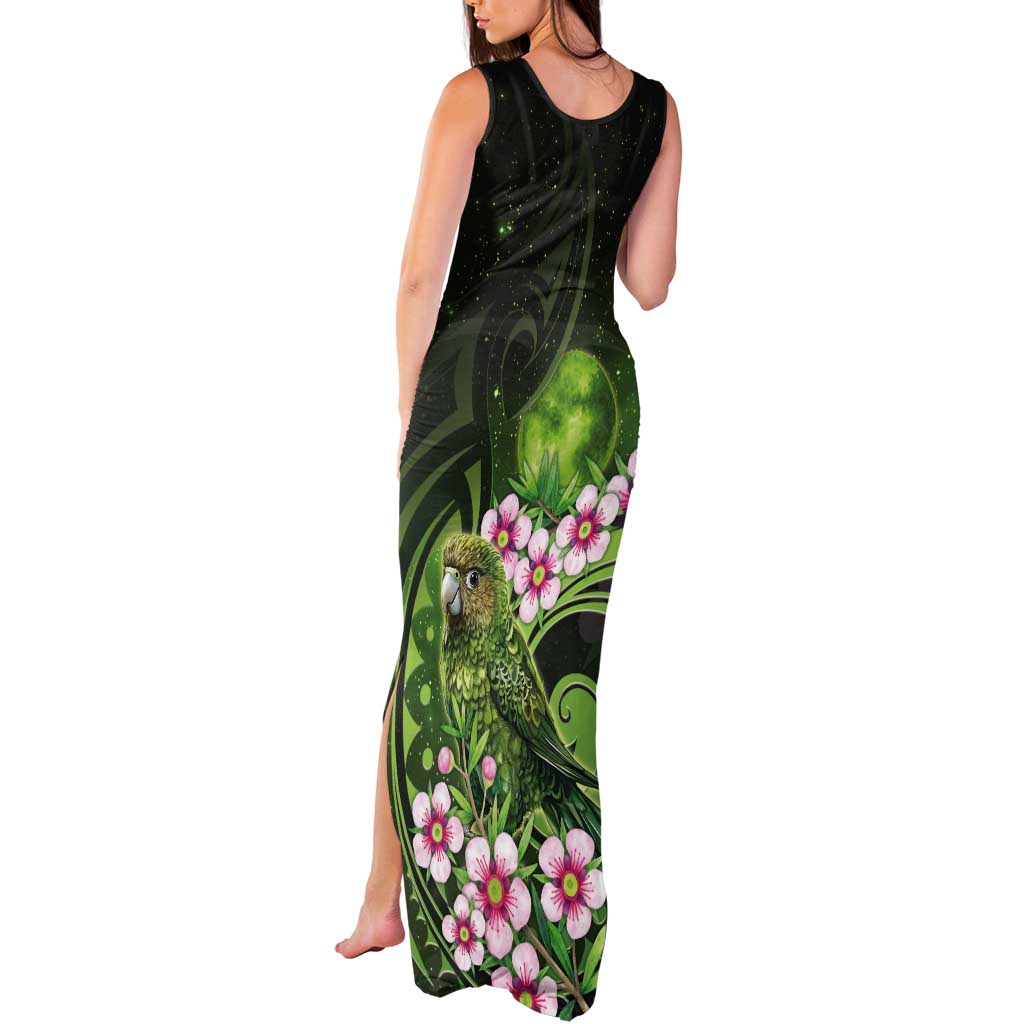 New Zealand Aotearoa Kakapo Tank Maxi Dress Maori Pattern With Manuka Galaxy Style - Aussie Hoodie