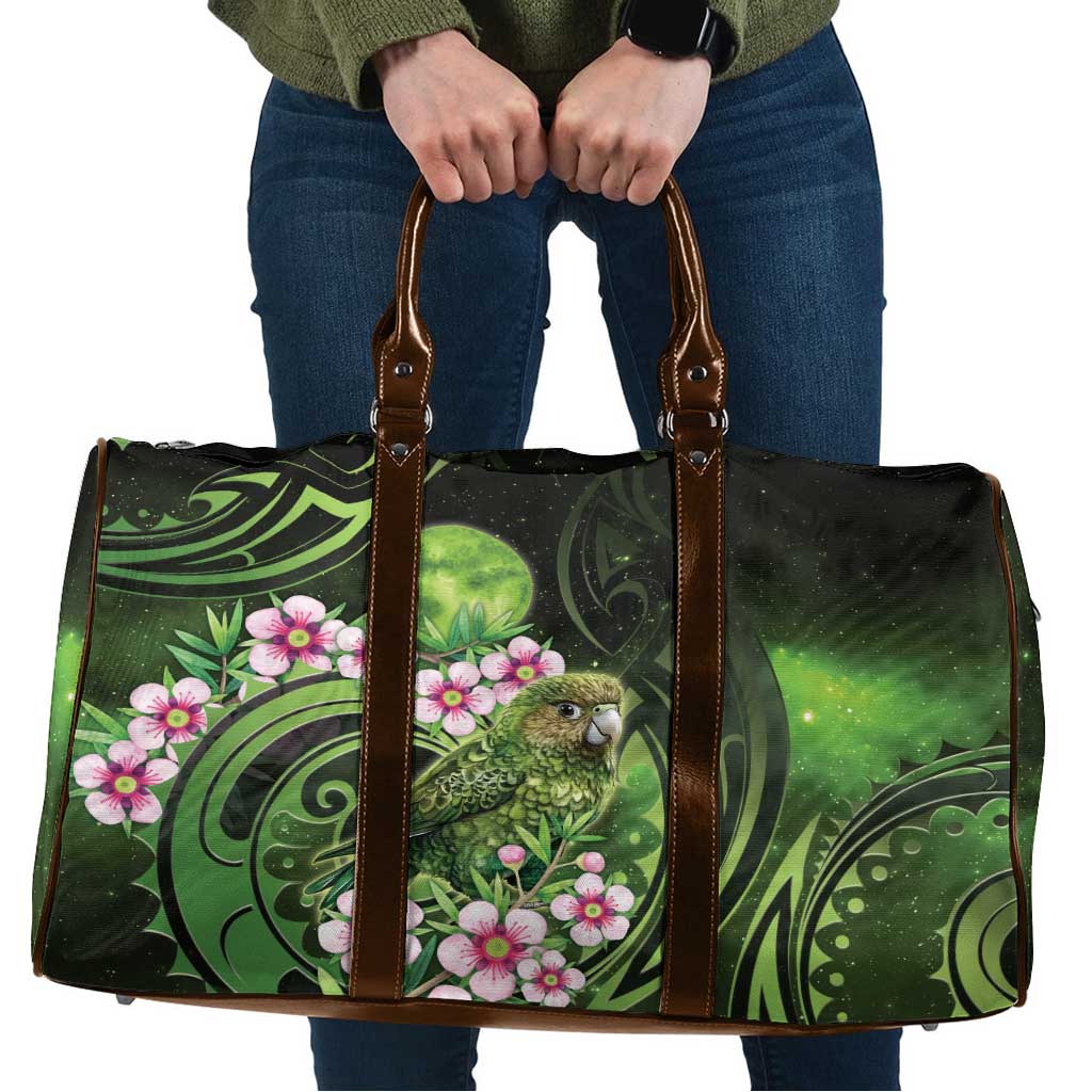 New Zealand Aotearoa Kakapo Travel Bag Maori Pattern With Manuka Galaxy Style - Aussie Hoodie