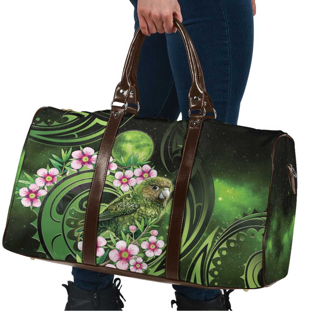 New Zealand Aotearoa Kakapo Travel Bag Maori Pattern With Manuka Galaxy Style - Aussie Hoodie