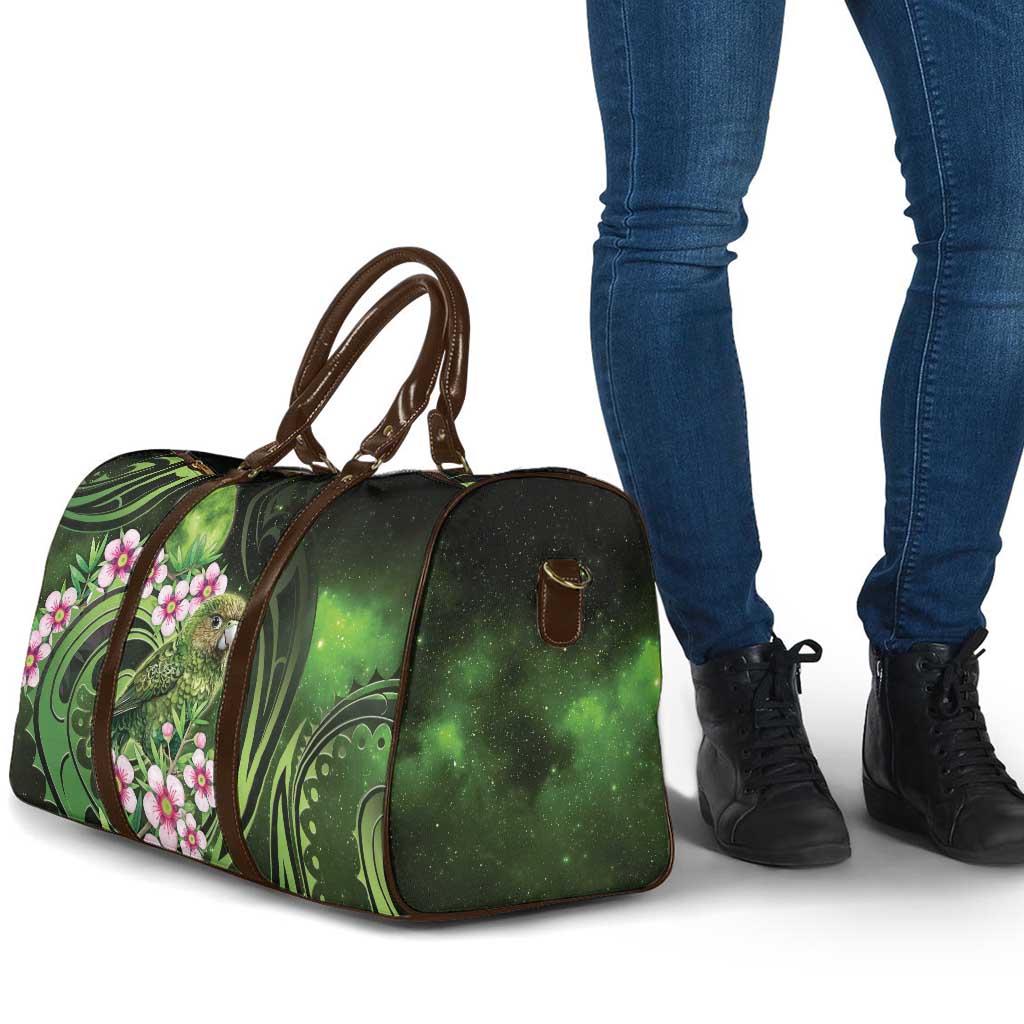 New Zealand Aotearoa Kakapo Travel Bag Maori Pattern With Manuka Galaxy Style - Aussie Hoodie