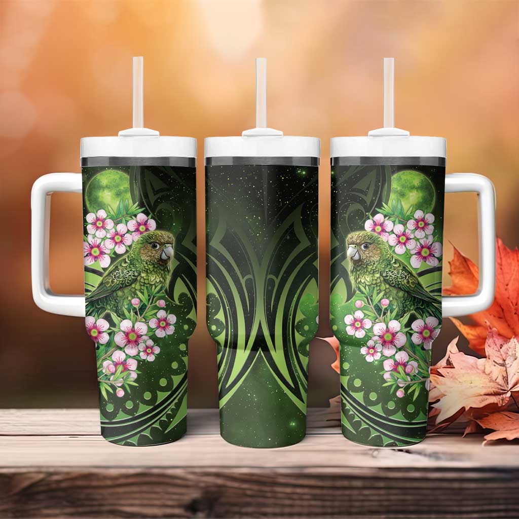 New Zealand Aotearoa Kakapo Tumbler With Handle Maori Pattern With Manuka Galaxy Style - Aussie Hoodie