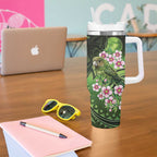 New Zealand Aotearoa Kakapo Tumbler With Handle Maori Pattern With Manuka Galaxy Style - Aussie Hoodie