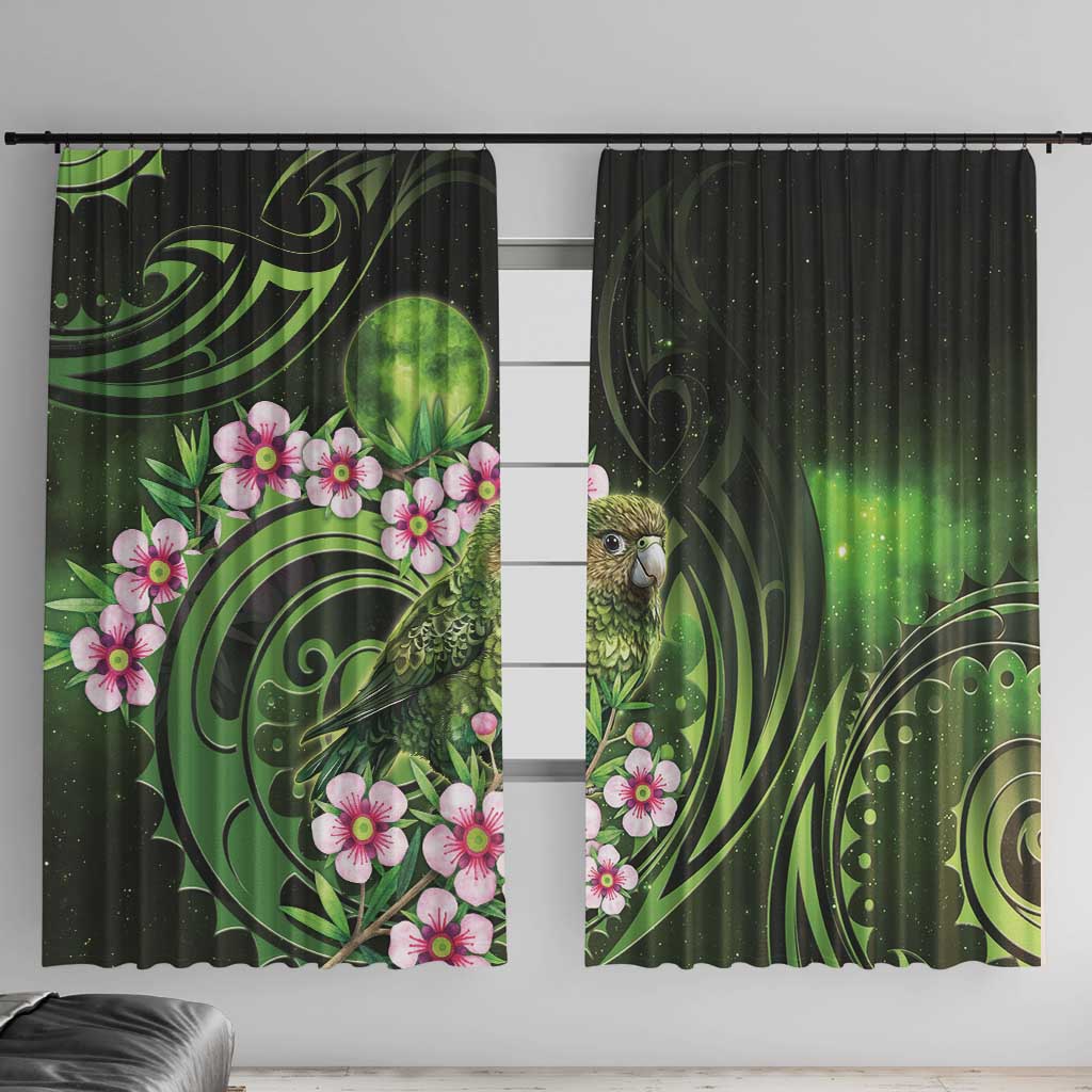 New Zealand Aotearoa Kakapo Window Curtain Maori Pattern With Manuka Galaxy Style - Aussie Hoodie
