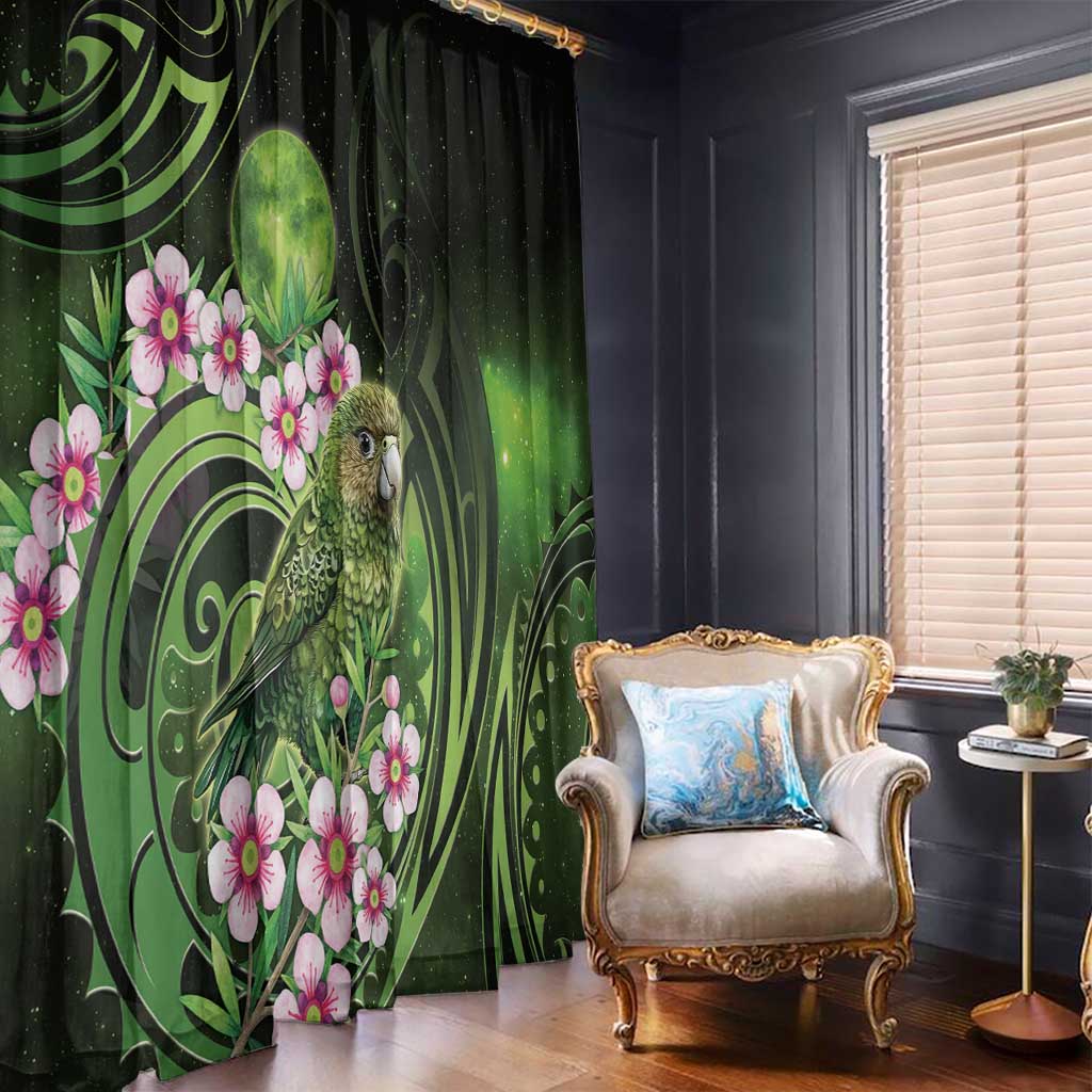 New Zealand Aotearoa Kakapo Window Curtain Maori Pattern With Manuka Galaxy Style - Aussie Hoodie