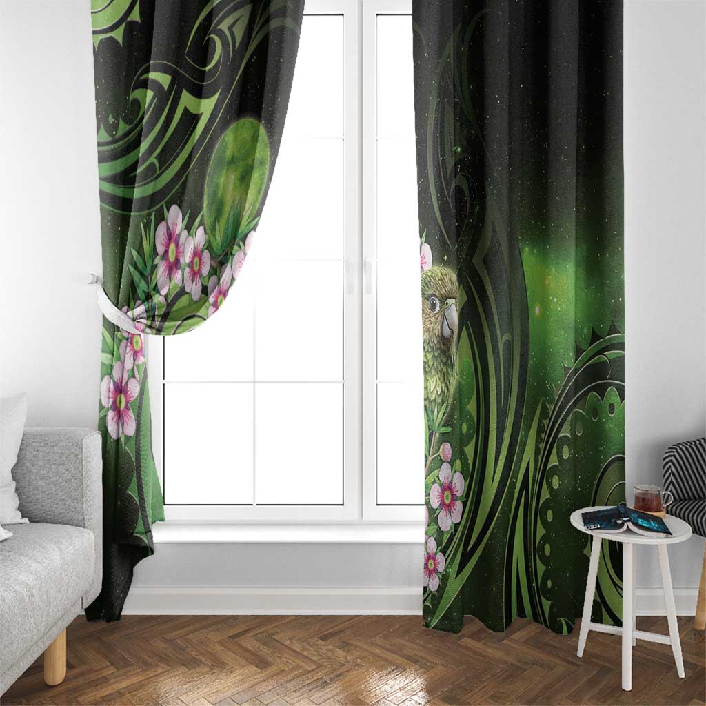 New Zealand Aotearoa Kakapo Window Curtain Maori Pattern With Manuka Galaxy Style - Aussie Hoodie