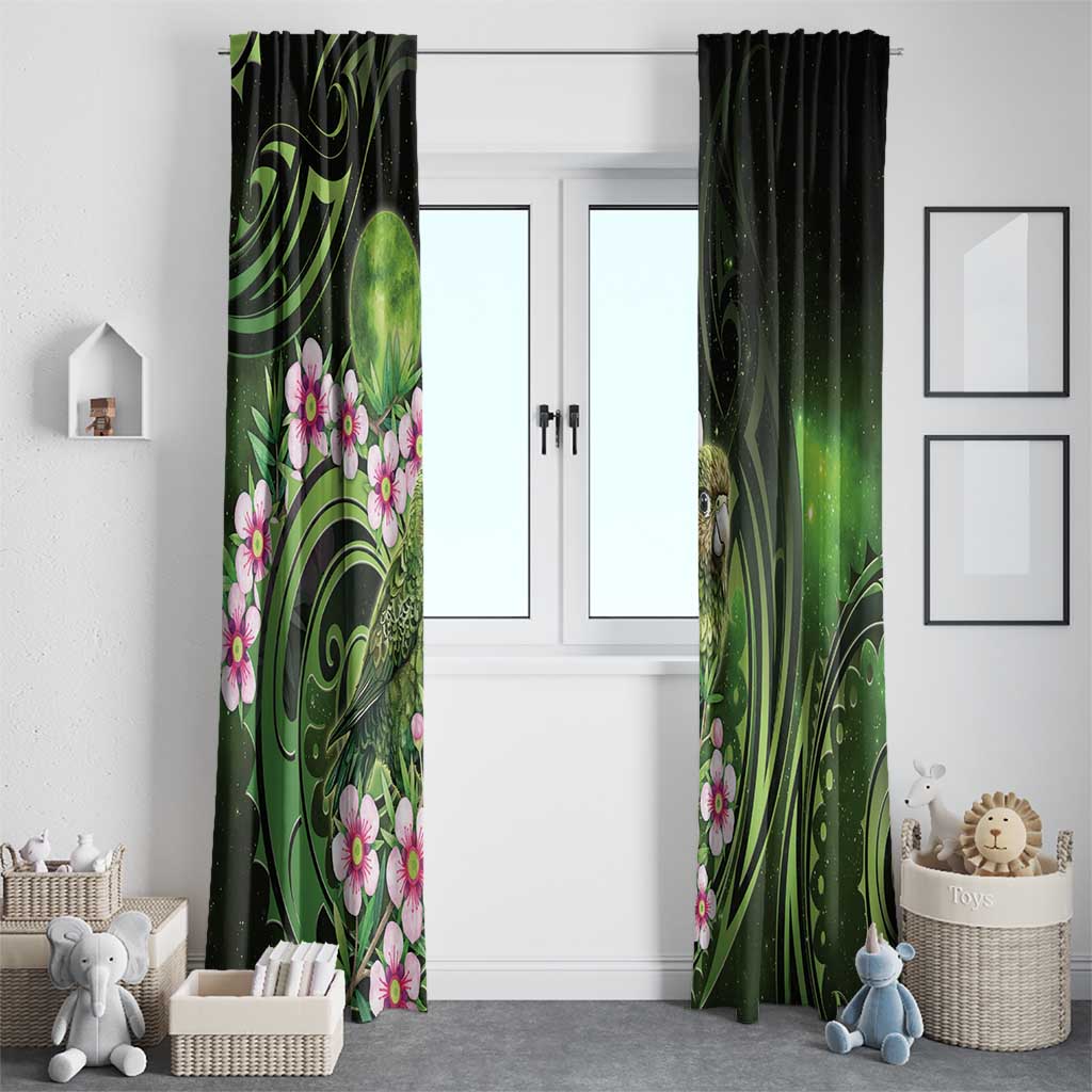 New Zealand Aotearoa Kakapo Window Curtain Maori Pattern With Manuka Galaxy Style - Aussie Hoodie