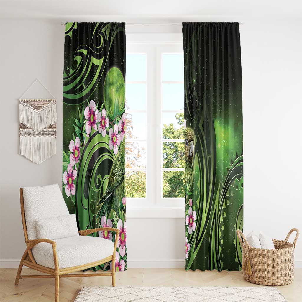 New Zealand Aotearoa Kakapo Window Curtain Maori Pattern With Manuka Galaxy Style - Aussie Hoodie