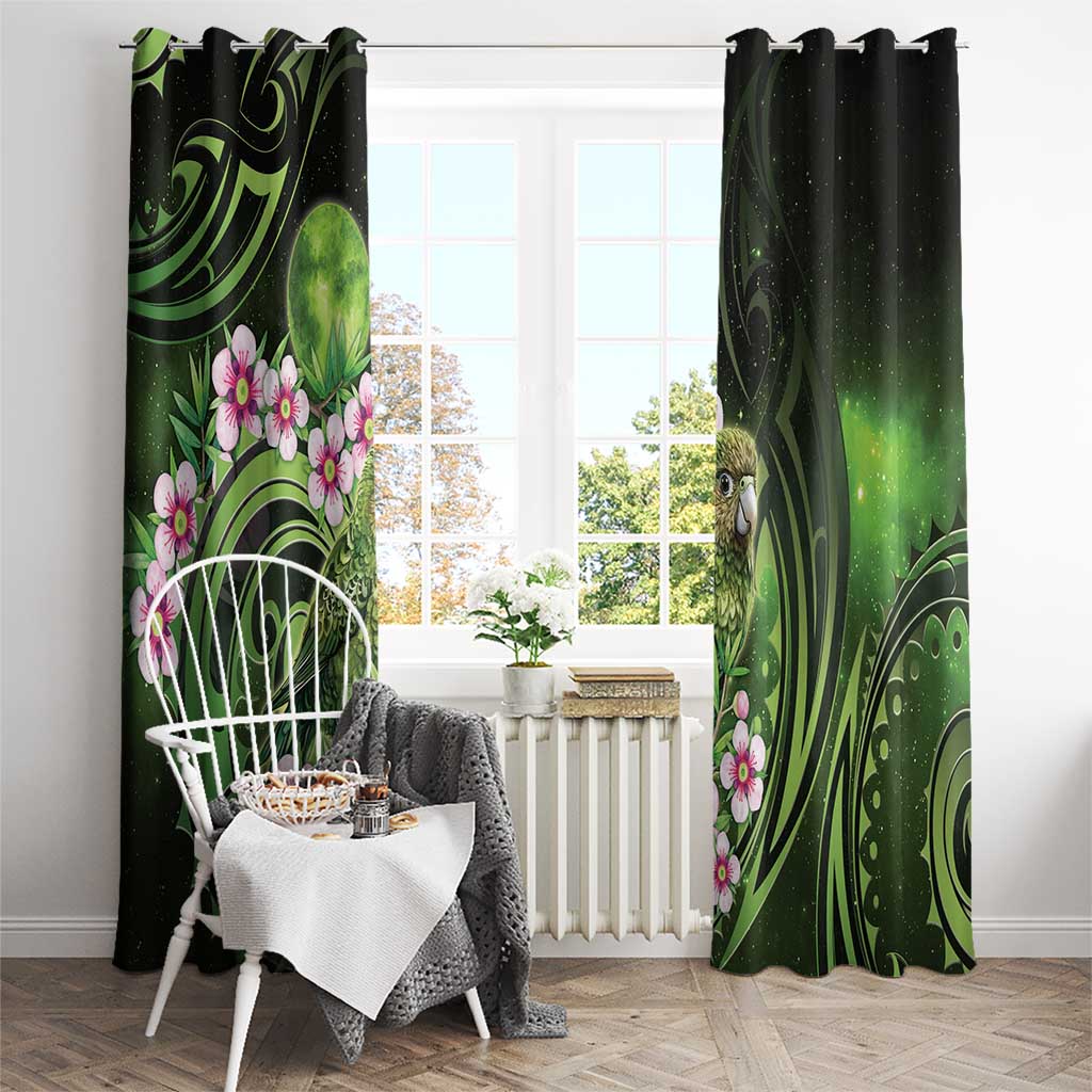 New Zealand Aotearoa Kakapo Window Curtain Maori Pattern With Manuka Galaxy Style - Aussie Hoodie