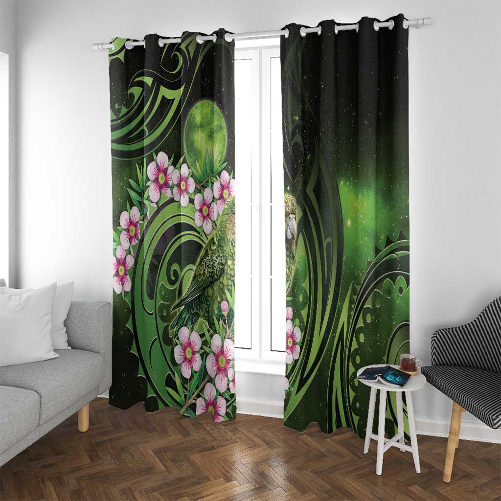 New Zealand Aotearoa Kakapo Window Curtain Maori Pattern With Manuka Galaxy Style - Aussie Hoodie