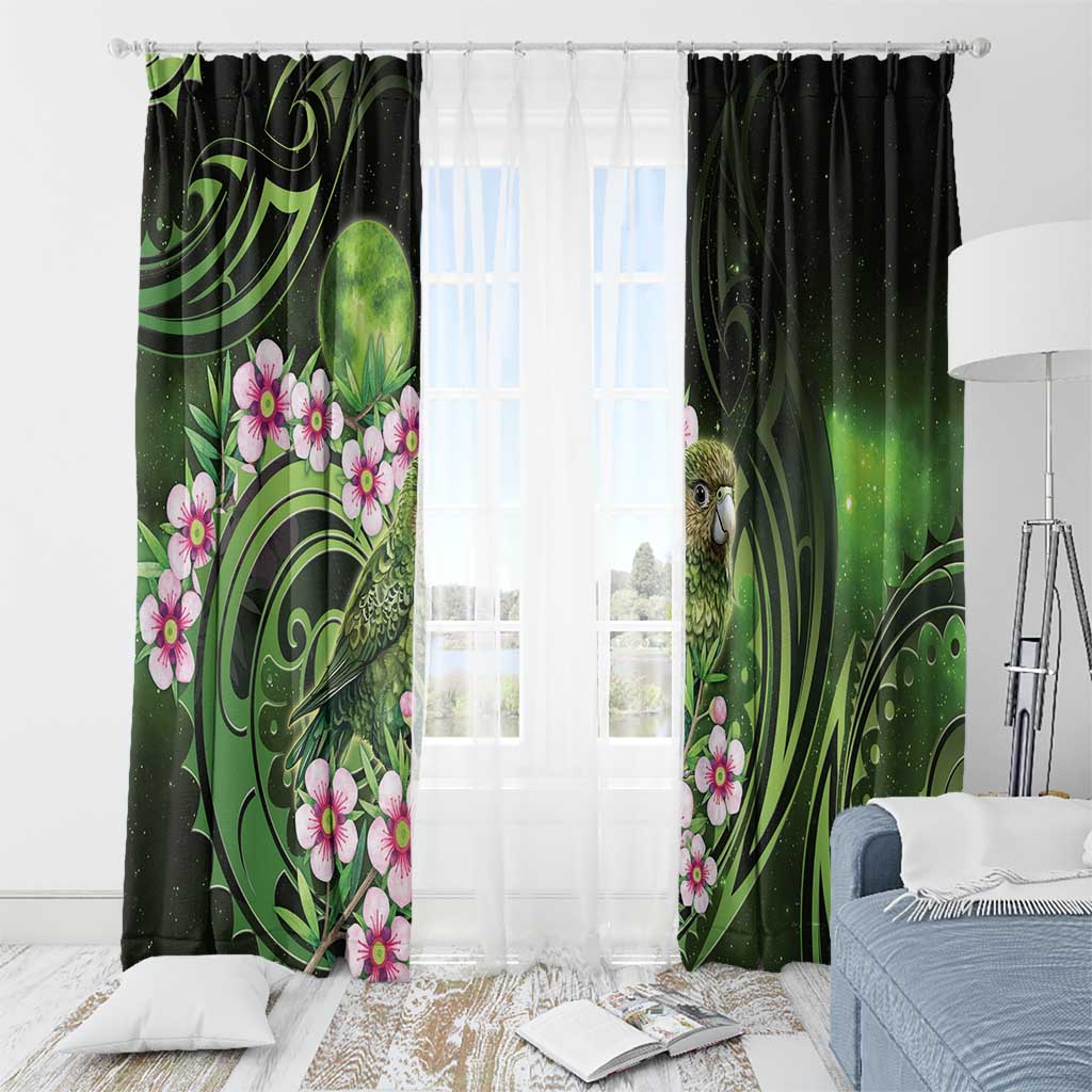 New Zealand Aotearoa Kakapo Window Curtain Maori Pattern With Manuka Galaxy Style - Aussie Hoodie