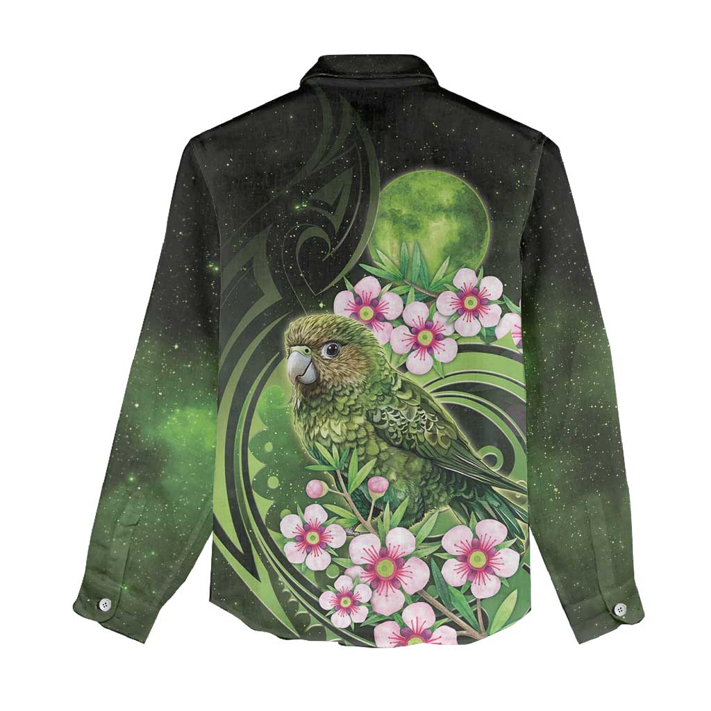 New Zealand Aotearoa Kakapo Women Casual Shirt Maori Pattern With Manuka Galaxy Style - Aussie Hoodie