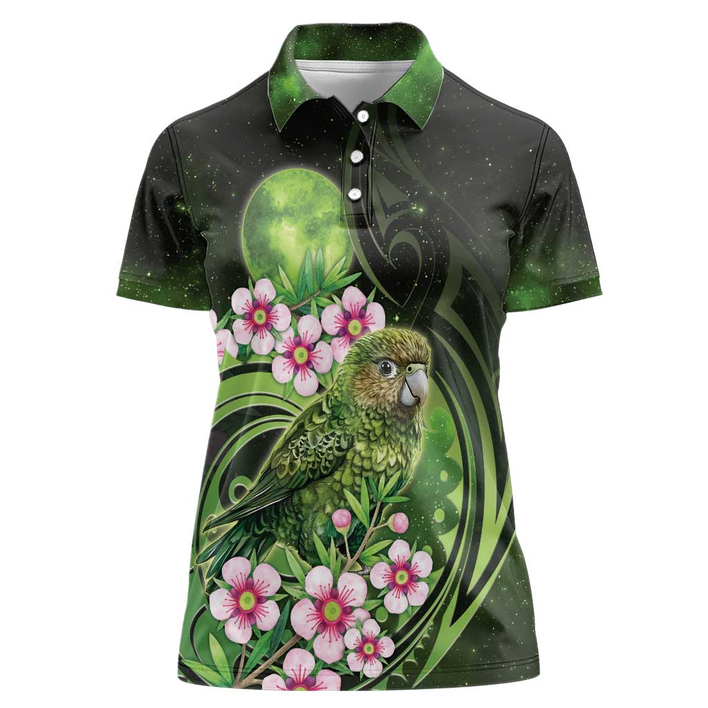New Zealand Aotearoa Kakapo Women Polo Shirt Maori Pattern With Manuka Galaxy Style - Aussie Hoodie