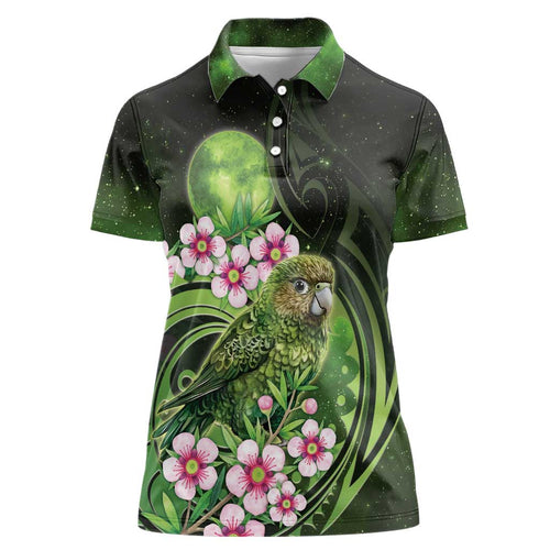 New Zealand Aotearoa Kakapo Women Polo Shirt Maori Pattern With Manuka Galaxy Style - Aussie Hoodie