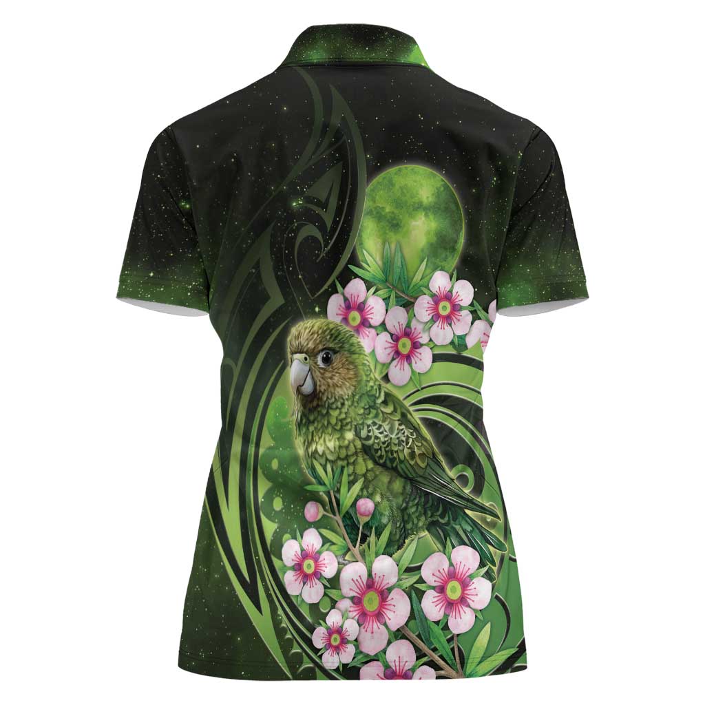 New Zealand Aotearoa Kakapo Women Polo Shirt Maori Pattern With Manuka Galaxy Style - Aussie Hoodie