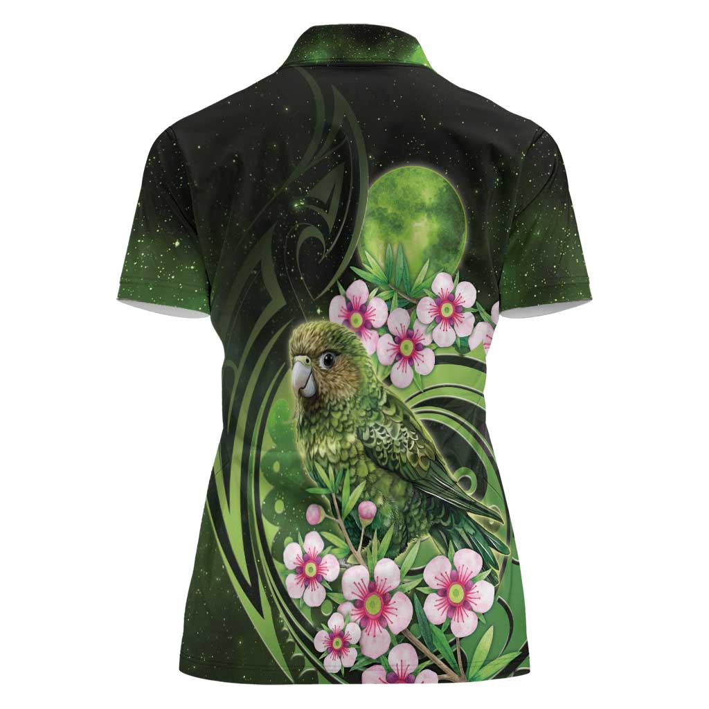 New Zealand Aotearoa Kakapo Women Polo Shirt Maori Pattern With Manuka Galaxy Style - Aussie Hoodie