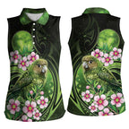 New Zealand Aotearoa Kakapo Women Sleeveless Polo Shirt Maori Pattern With Manuka Galaxy Style - Aussie Hoodie