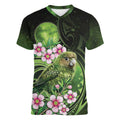 New Zealand Aotearoa Kakapo Women V-Neck T-Shirt Maori Pattern With Manuka Galaxy Style - Aussie Hoodie