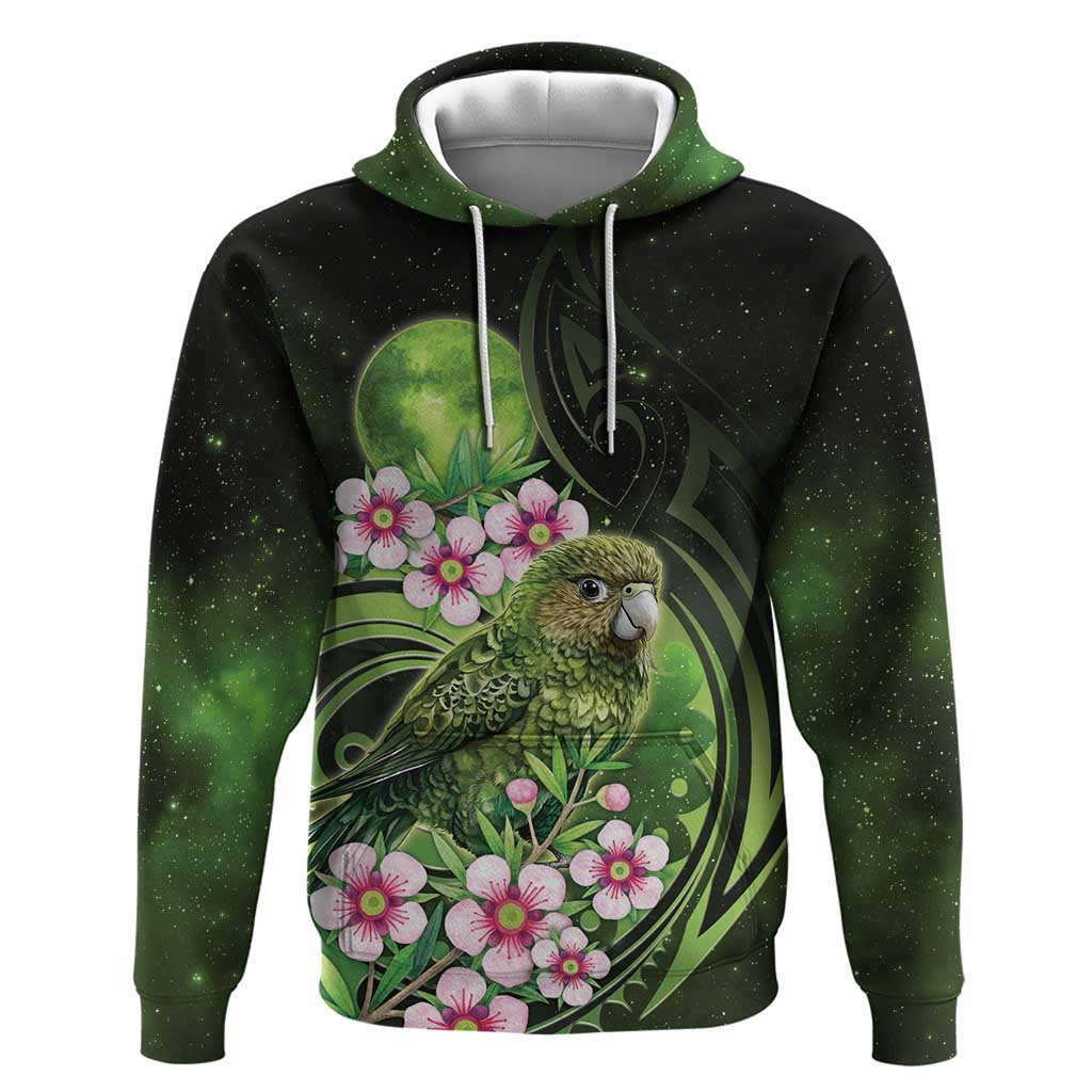 New Zealand Aotearoa Kakapo Zip Hoodie Maori Pattern With Manuka Galaxy Style - Aussie Hoodie