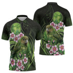 New Zealand Aotearoa Kakapo Zipper Polo Shirt Maori Pattern With Manuka Galaxy Style - Aussie Hoodie