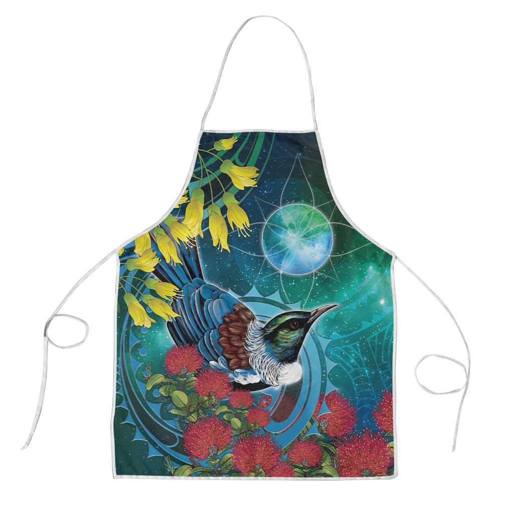 New Zealand Tui Bird Apron Maori Koru With Pohutukawa Galaxy Style - Aussie Hoodie