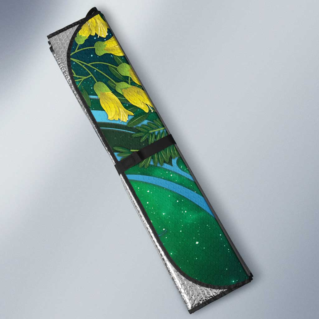 New Zealand Tui Bird Auto Sun Shade Maori Koru With Pohutukawa Galaxy Style - Aussie Hoodie