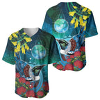New Zealand Tui Bird Baseball Jersey Maori Koru With Pohutukawa Galaxy Style - Aussie Hoodie