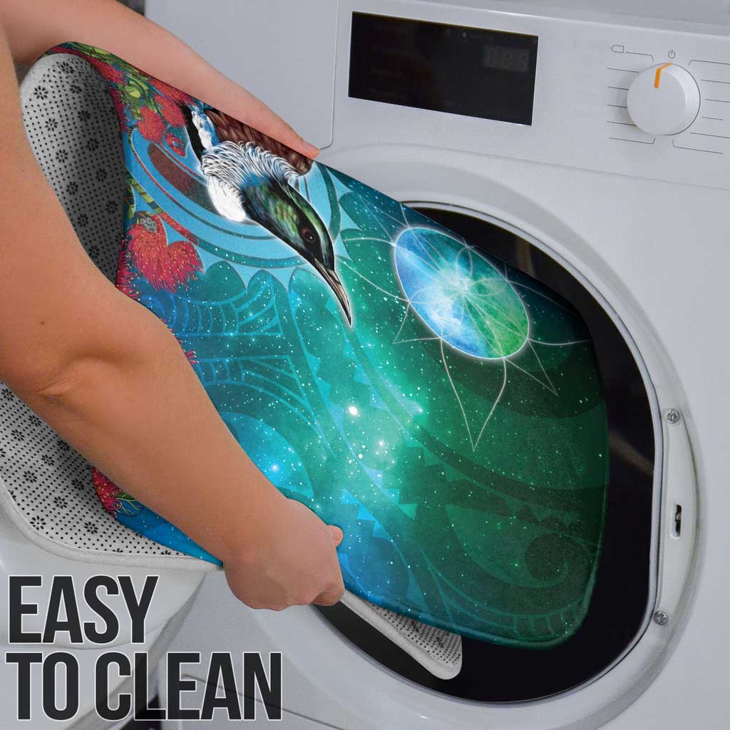 New Zealand Tui Bird Bathroom Set Maori Koru With Pohutukawa Galaxy Style - Aussie Hoodie