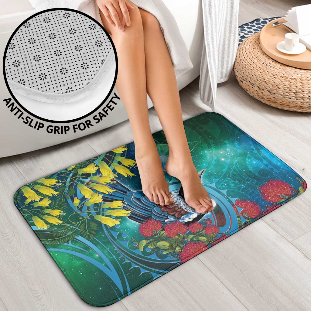 New Zealand Tui Bird Bathroom Set Maori Koru With Pohutukawa Galaxy Style - Aussie Hoodie