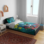 New Zealand Tui Bird Bedding Set Maori Koru With Pohutukawa Galaxy Style - Aussie Hoodie