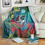 New Zealand Tui Bird Blanket Maori Koru With Pohutukawa Galaxy Style - Aussie Hoodie
