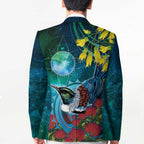 New Zealand Tui Bird Blazer Maori Koru With Pohutukawa Galaxy Style - Aussie Hoodie