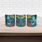 New Zealand Tui Bird Ceramic Mug Maori Koru With Pohutukawa Galaxy Style - Aussie Hoodie