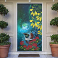 New Zealand Tui Bird Door Cover Maori Koru With Pohutukawa Galaxy Style - Aussie Hoodie