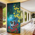 New Zealand Tui Bird Door Cover Maori Koru With Pohutukawa Galaxy Style - Aussie Hoodie