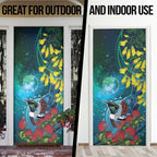 New Zealand Tui Bird Door Cover Maori Koru With Pohutukawa Galaxy Style - Aussie Hoodie